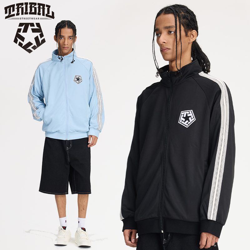 美式嘻哈涂鸦LOGO立领夹克