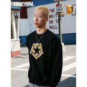 TRIBAL 金属雕花TSTAR圆领卫衣美式 街头潮牌宽松圆领街舞套头卫衣