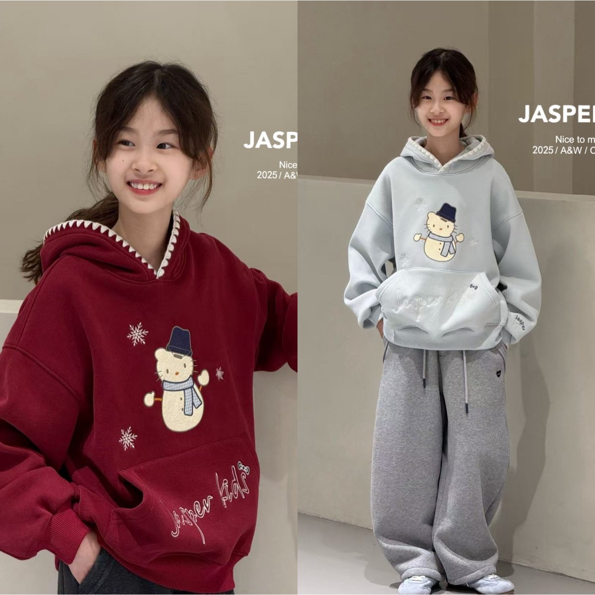 波拉bora韩国童装加绒圣诞卫衣