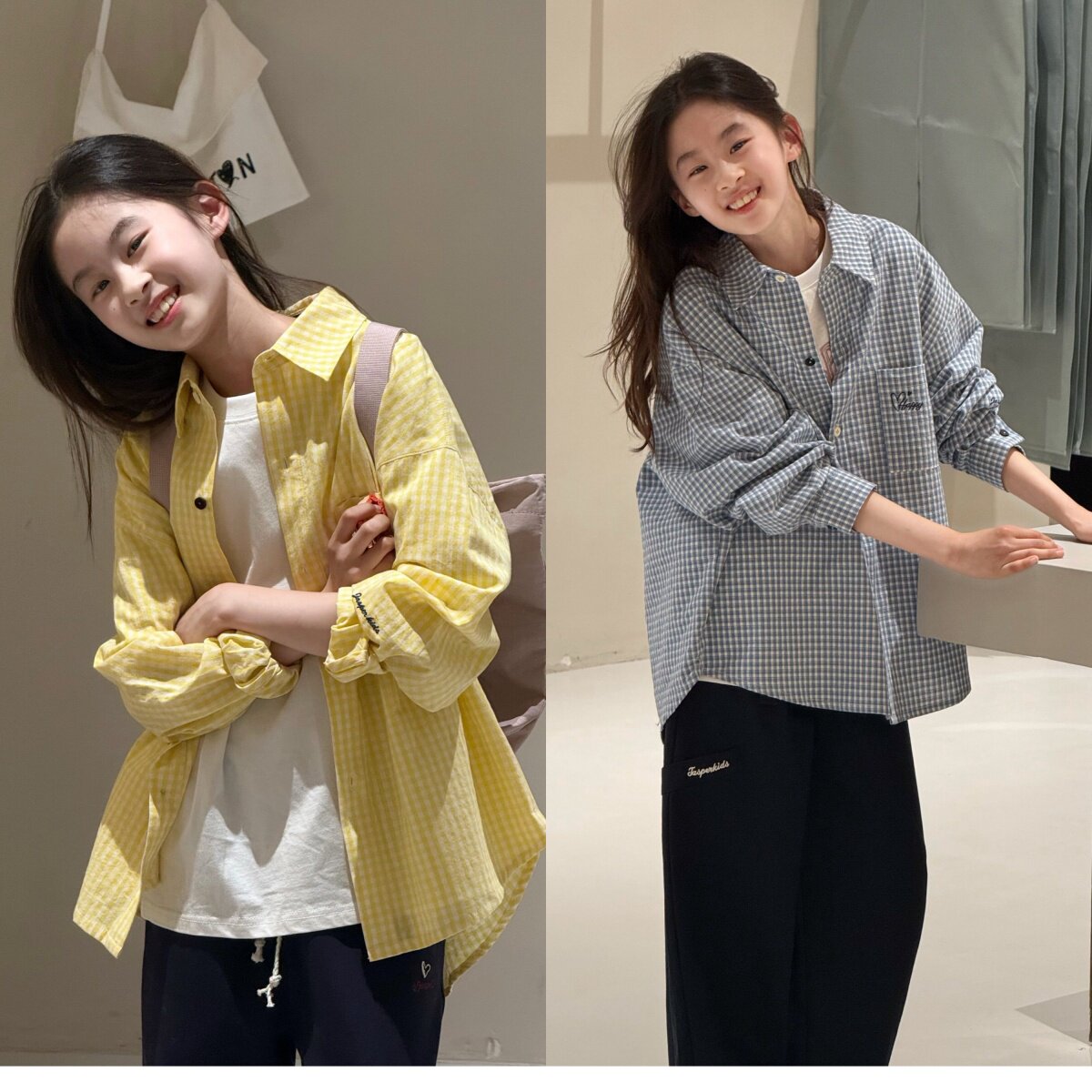 波拉bora韩国童装儿童格子衬衫外套2026春装JASPER长袖衬衣上衣潮