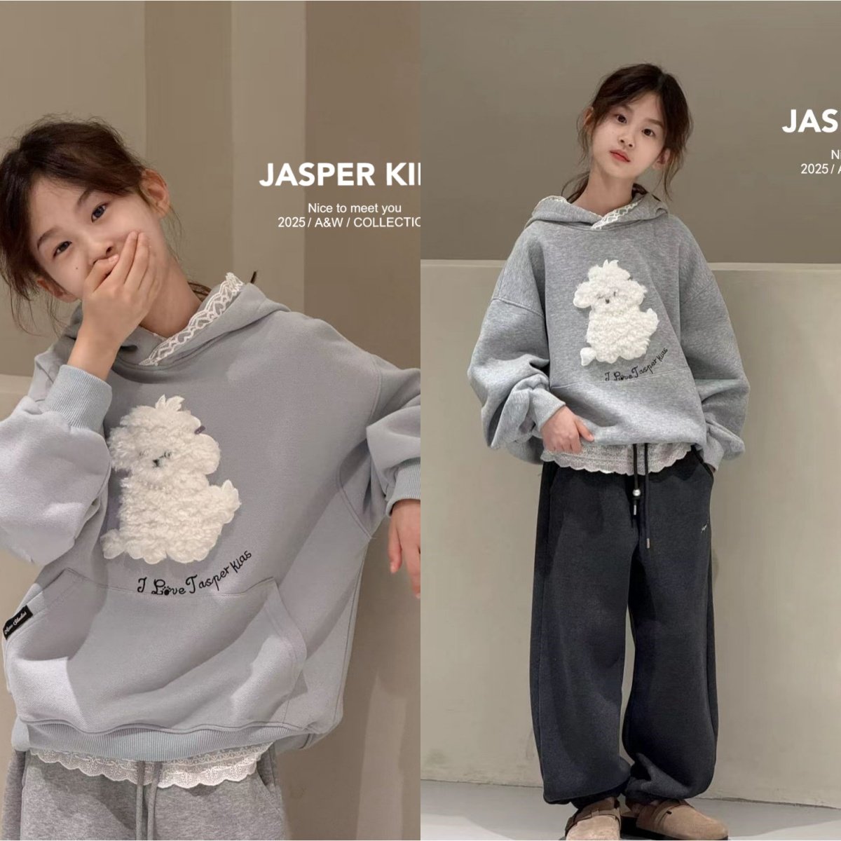 波拉bora韩国童装蕾丝卫衣