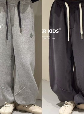 波拉bora韩国童装JASPER儿童加绒运动裤2025冬男童女童束脚休闲裤