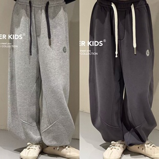 波拉bora韩国童装JASPER儿童加绒运动裤2025冬男童女童束脚休闲裤