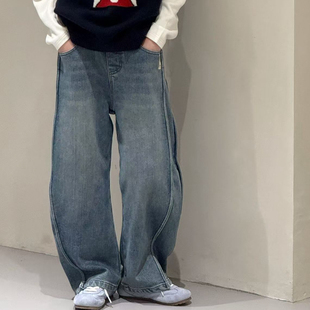 波拉bora韩国童装儿童抓绒牛仔裤2025秋冬JASPER男童女童休闲裤潮