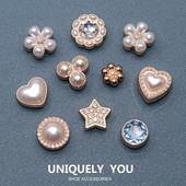 花 配饰鞋 适配crocs鞋 装 扣鞋 新款 饰配件金属珍珠系列鞋 洞洞鞋