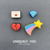 扣 新款 洞洞鞋 花正品 情书心碎钻石星星扣配饰卡骆驰智必星 Crocs鞋