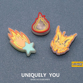 洞洞鞋 饰配件LED配件火焰系列鞋 配饰鞋 新款 花适配crocs鞋 装 扣鞋 花