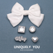 饰配件鞋 洞洞鞋 装 适配crocs鞋 扣银色质感系列蝴蝶结 花配饰新款