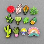 鞋 Crocs鞋 花 洞洞鞋 上扣卡骆驰配智必星件绿色植物花朵 花配饰正品