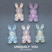 饰配饰透明闪粉鞋 扣装 花DIY适配crocs 花洞洞鞋 卡通可爱小熊鞋