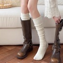羊毛花边小腿袜女秋冬日系镂空针织堆堆袜配靴子保暖冬季 长筒靴袜