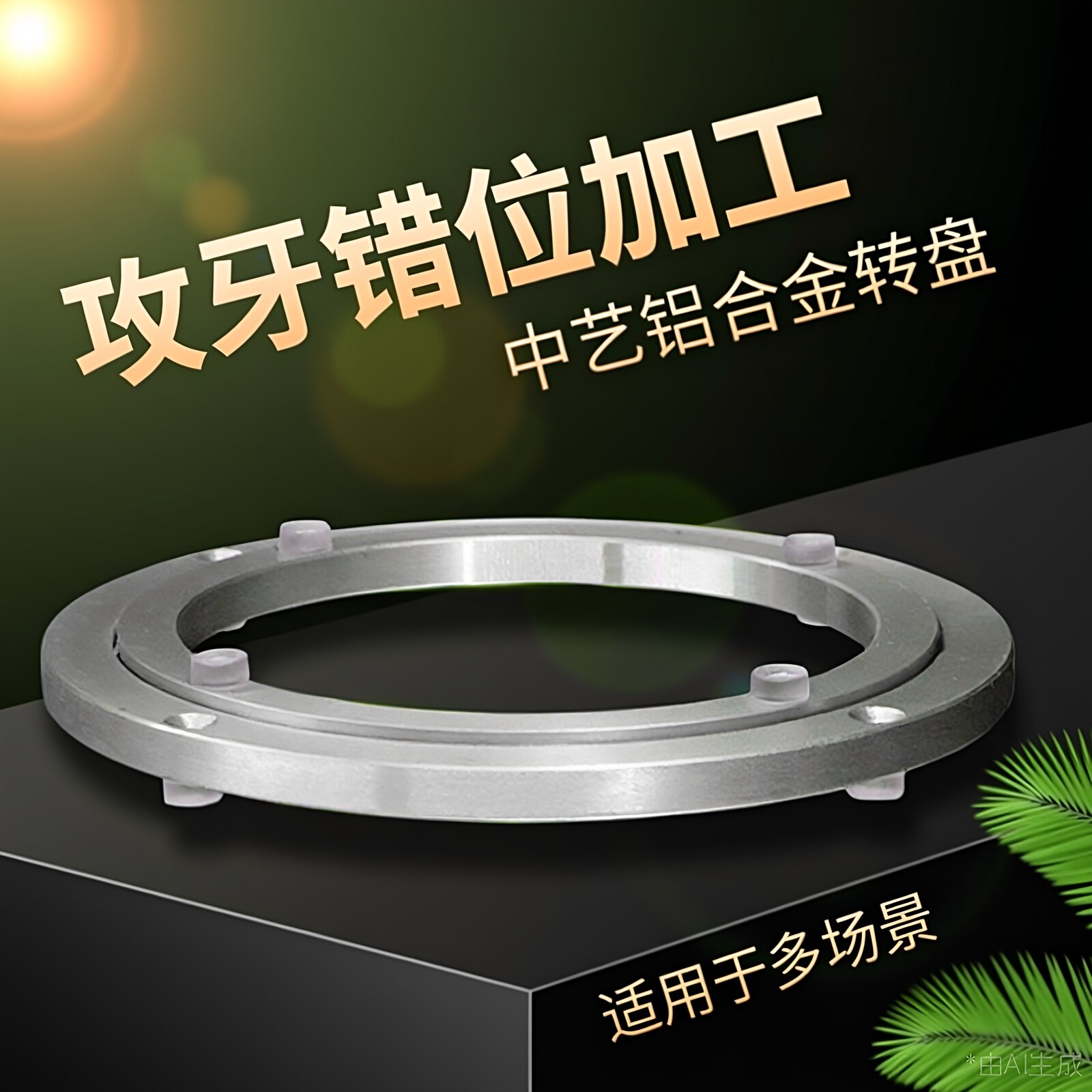 餐桌转盘铝合金底座家用岩板实木圆桌玻璃桌子转芯轴承旋转轨道