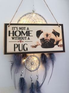 巴哥装 饰 饰画pug犬篱笆挂画客厅床头玄关阳台壁画数字油画沙发装