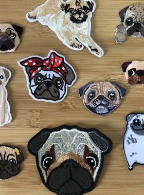 巴哥周边刺绣贴diy羽绒服补洞贴布卡通哈巴狗pug修补烫布补丁贴