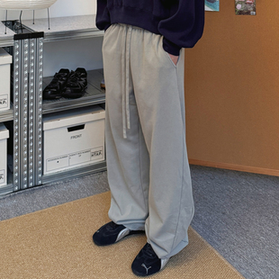街潮沙丘龙鳞380G纯色阔腿长裤 TNMK美式 新品 秋季 复古洗水弯刀卫裤
