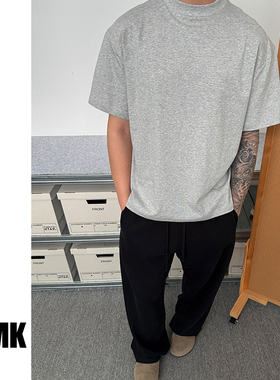 TNMK 夏季凉感面料美式纯色boxy版型拼接解构cleanfit短袖T恤男女