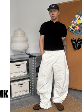 TNMK 老钱风复古小众高级亨利领纯色华夫格针织衫透气潮流短袖t恤