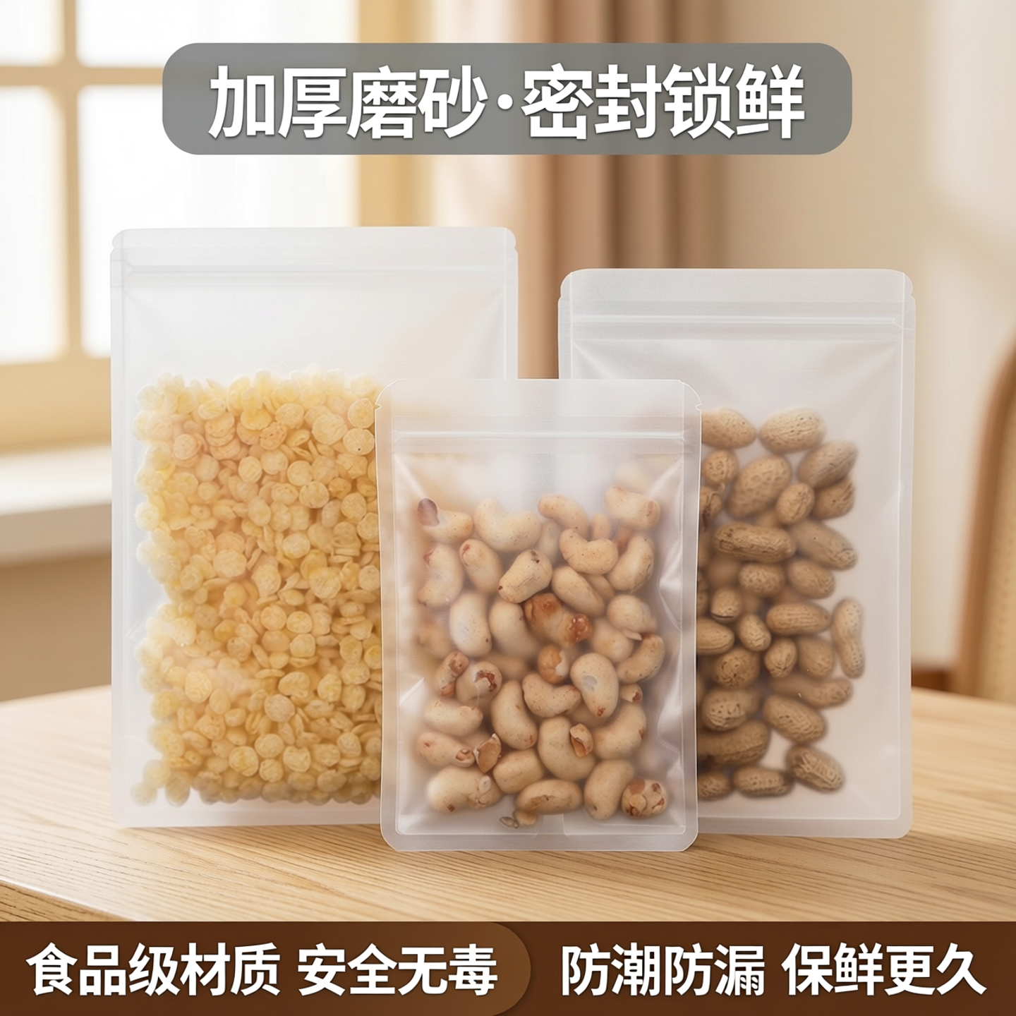 加厚磨砂透明自封袋花茶枸杞包装袋干果五谷拉骨塑封袋食品密实袋