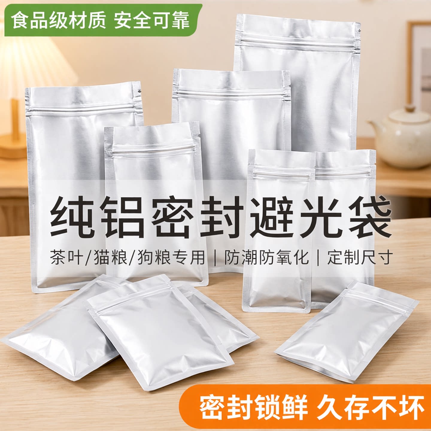 铝箔袋自封袋茶叶食品包装袋猫狗粮锡箔纸袋纯铝密封袋避光袋定制
