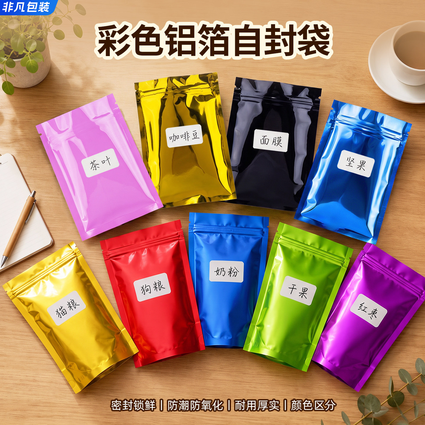 彩色铝箔袋自封袋镀铝袋盲袋自立密封袋礼品袋包装袋封口袋可定制
