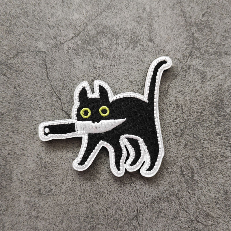 小猫咪能有什么坏心思刺绣魔术贴战术户外背包贴章臂章个性士气章