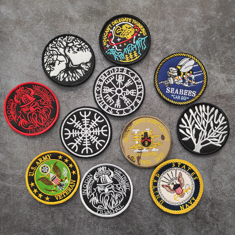 圆形个性服饰图案背包魔术贴章