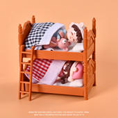 迷你微缩家具卧室双层床上下铺模型儿童女孩娃娃屋摆件过家家玩具