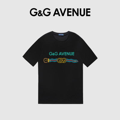 G＆G Avenue2024新款网红潮牌字母印花短袖T恤男个性纯棉半袖上衣