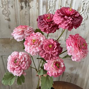 龙鲤锦鲤牡丹仿真花婚庆拍摄道具重瓣芍药软装设计油画美式莫兰迪