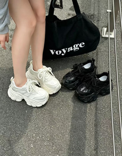 尚金妮老爹鞋女网纱透气厚底2026秋款百搭气垫增高软底休闲运动鞋