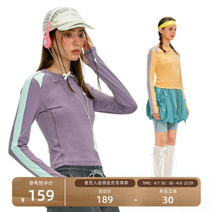 拼色训练运动长袖 T恤女士 修身 NOTHOMME户外吸湿速干衣打底衫