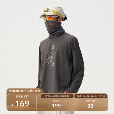 瞬时山野华夫格阳离子印花长袖T