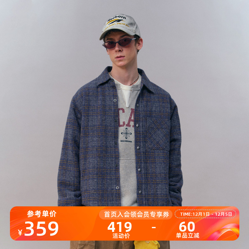 Monterest夹棉格子薄棉服衬衫