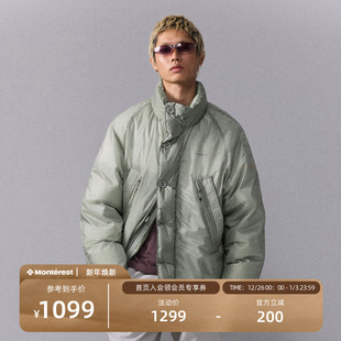 瞬时山野Monterest户外防泼水700蓬90白鹅绒立领藏帽中长款 羽绒服