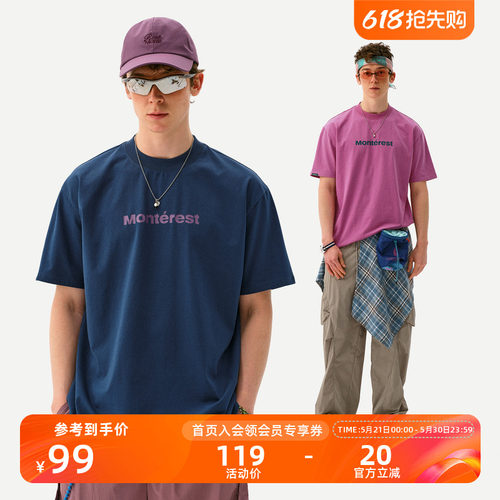 Monterest基础宽松LOGO短袖T恤男