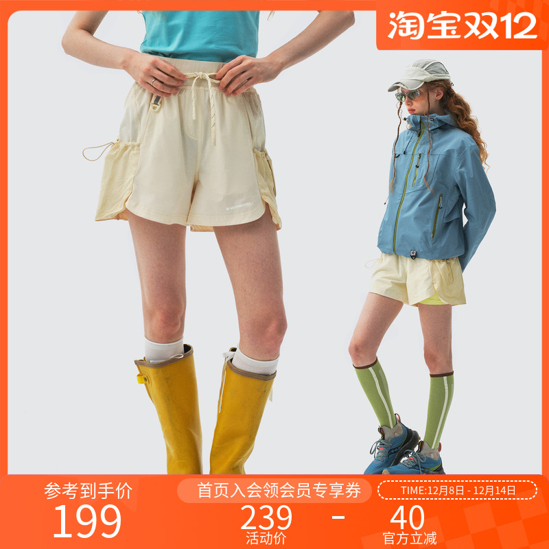 瞬时山野Monterest户外C6防泼水轻量透气四面弹徒步高腰短裤女款