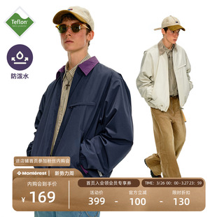 NOTHOMME户外Teflon三防细格纹理撞色翻领复古底特律夹克外套