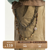 瞬时山野Monterest复古可拆卸双链手工串珠金属古巴链裤 链包挂件