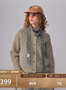 瞬时山野Monterest复古双纱破洞挑纱镂空羊毛针织开衫毛衣慵懒女