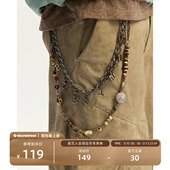 瞬时山野Monterest复古可拆卸双链手工串珠金属古巴链裤 链包挂件