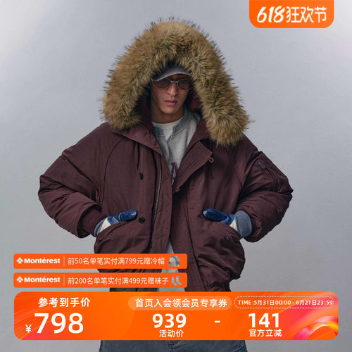 MonterestN2B可拆卸仿毛领羽绒服