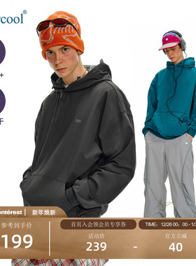 NOTHOMME户外吸湿速干纯色套头帽衫刺绣logo抽绳连帽卫衣男款