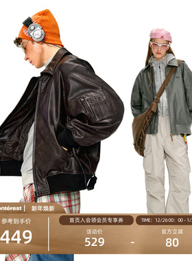 NOTHOMME潮牌3M新雪丽复古cleanfit夹棉外套保暖PU皮夹克棉衣棉服