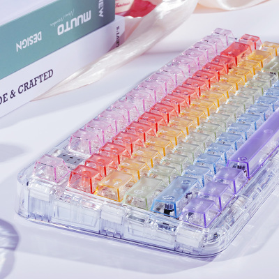 KCPMASTER糖果彩虹PC透明键帽高透雾透色机械键盘帽磨砂女生可爱