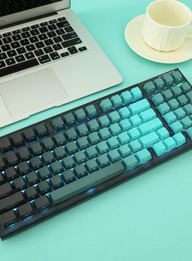 KCPMASTER原创色-青慕PLUS键帽透光PBT侧刻OEM简约渐变68879键盘