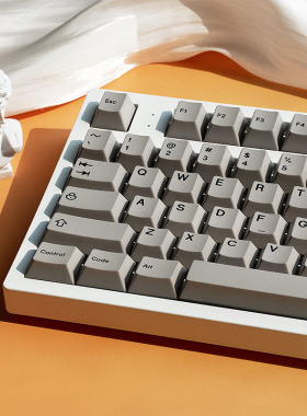 灰色卡奇色pbt侧刻键客工场键盘键帽全键位客制化商务原厂热升华