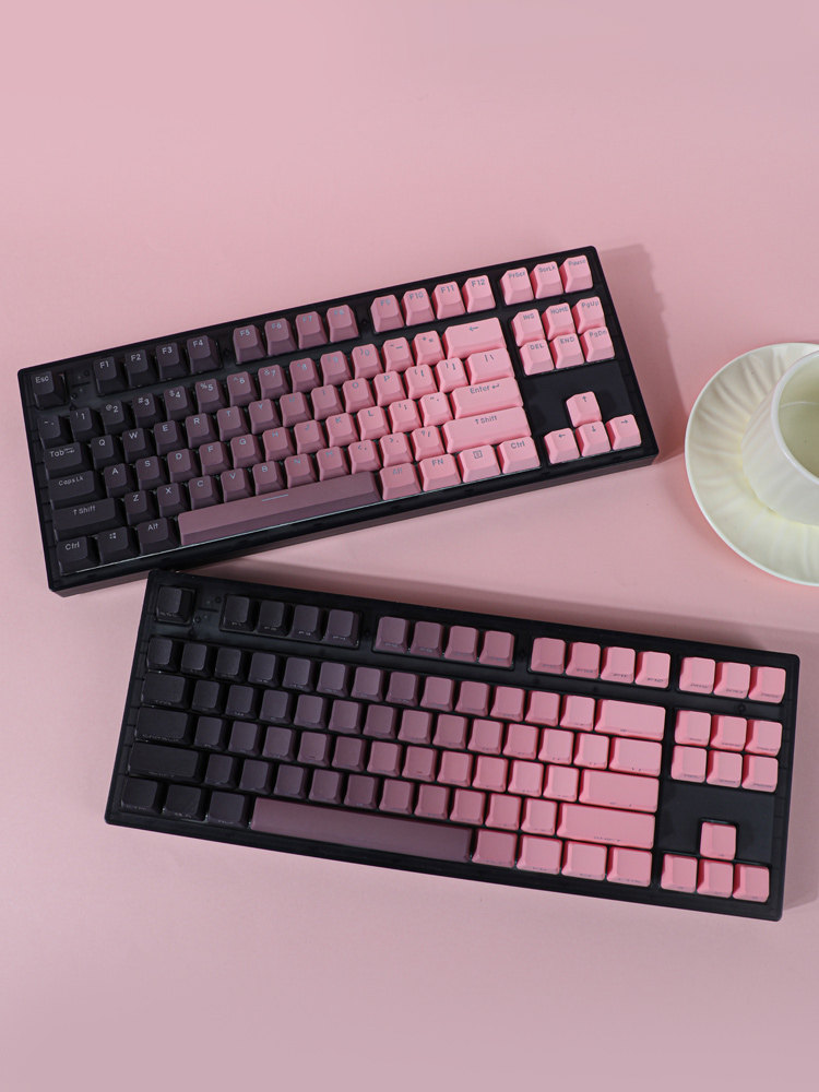 KCPMASTER 오리지널 컬러-DOUSHA PLUS 키캡 반투명 PBT 측면 새겨진 OEM 단순 그라데이션 68879 키보드