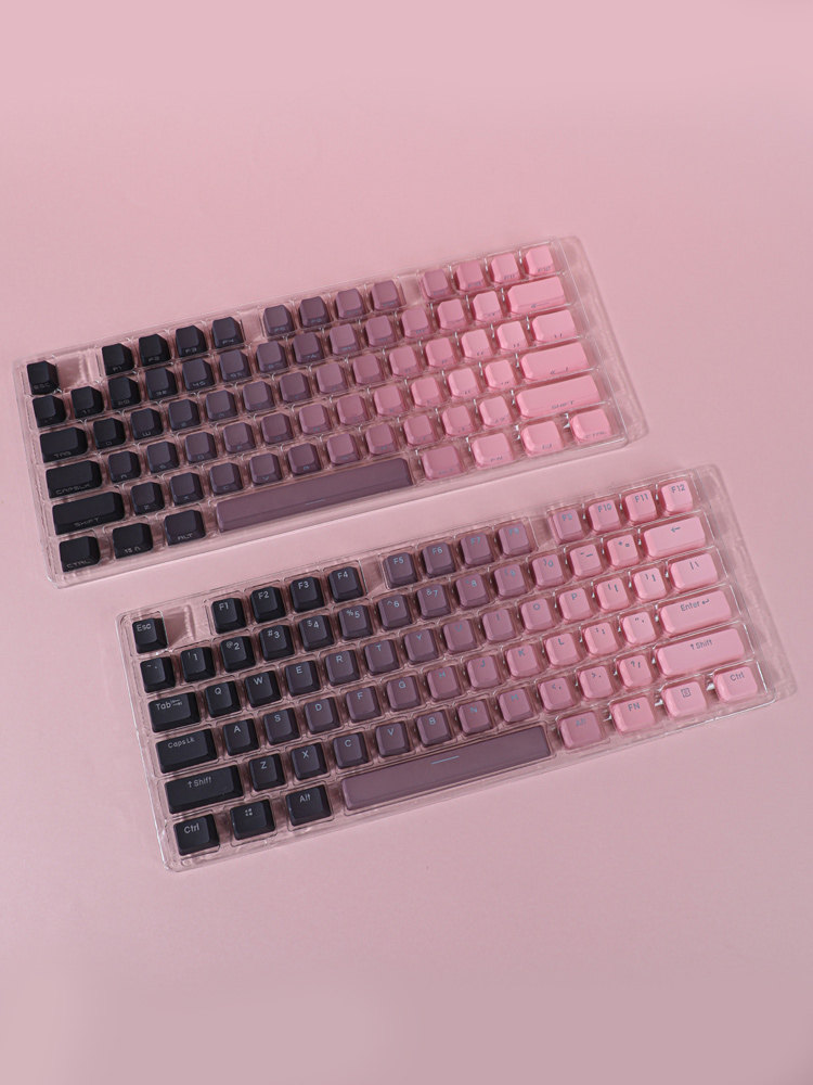 KCPMASTER 오리지널 컬러-DOUSHA PLUS 키캡 반투명 PBT 측면 새겨진 OEM 단순 그라데이션 68879 키보드