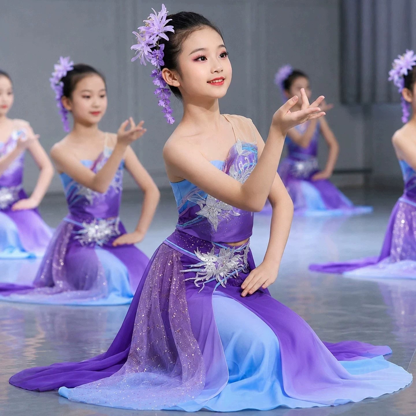 儿童女童傣族舞蹈演出服民族服装彩云之南灵春述独舞剧目鱼尾裙子