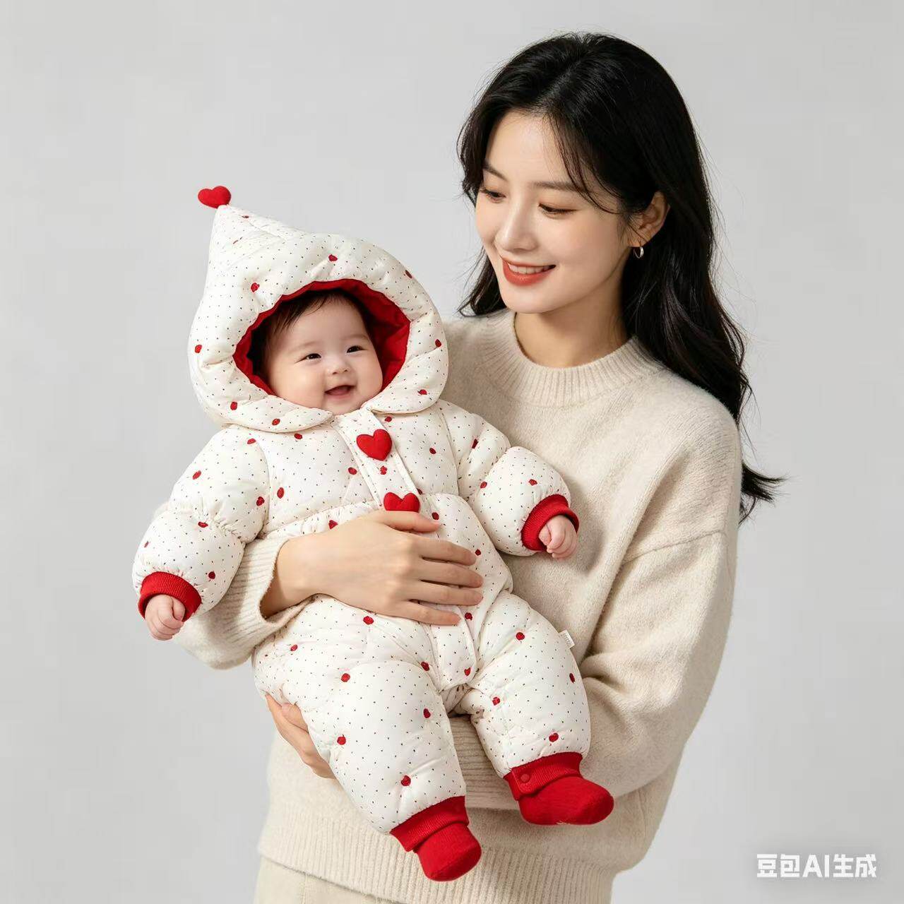 婴儿冬装衣服新生儿女宝宝连体衣加绒夹棉加厚棉服外出棉衣冬季